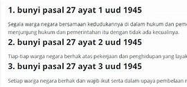 Hak Dan Kewajiban Pasal 27 Ayat 1 Sampai 3